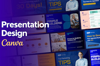 do powerpoint redesign, pitch deck, and presentation design in canva