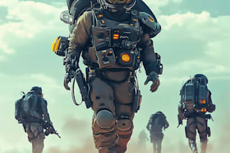 create a sci fi character illustration or sci fi character