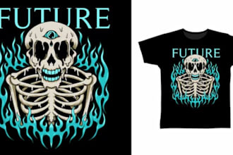 do illustration skeleton skull for tshirt logo design