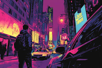 design an illustration of futuristic cyberpunk city