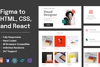 convert figma designs to HTML, CSS, and react code