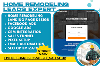 design home remodeling landing page home renovation website kitchen leads funnel