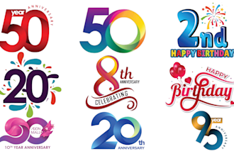 design anniversary, jubilaums, event and birthday logo