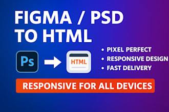 convert figma to html, psd to html responsive wesite design