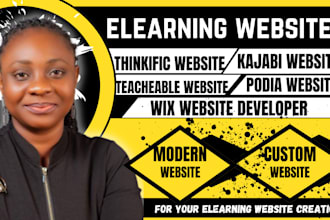 build modern thinkific website, kajabi website and wix website for online course