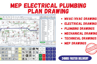 do mep plan, electrical plan, plumbing plan in autocad with material list