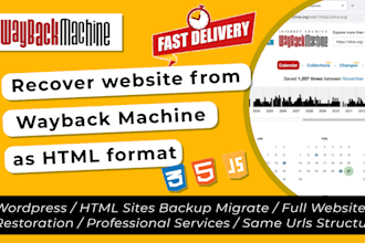 restore website from wayback machine into HTML
