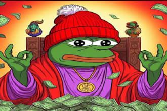create meme art, meme coin art, solana meme coin art, pepe meme coin, meme