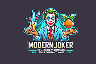 create modern joker mascot logo for your business only 12 hours