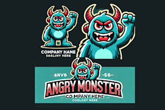 design awesome angry moonster mascot logo within 1 day