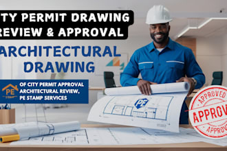 provide pe stamp, review architectural drawings for city permit approval in USA