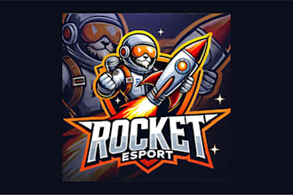 do awesome rocket mascot logo with unlimited revisions