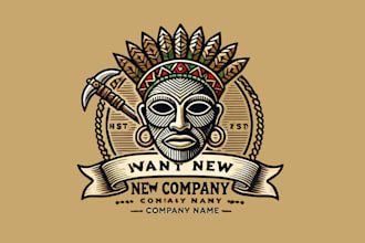 design awesome african mask mascot vintage logo  only 15 hours