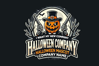 design halloween mascot logo  with satisfaction guaranteed