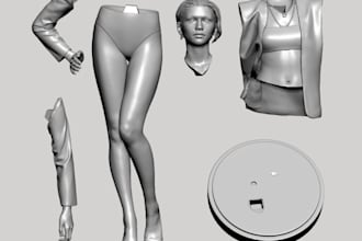 nsfw character, cut and key robot model, zremesh, ,bake mesh, digital use,zbrush