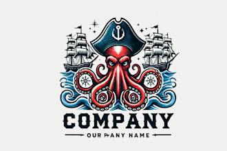 make kraken octopus mascot ship logo for you in one day