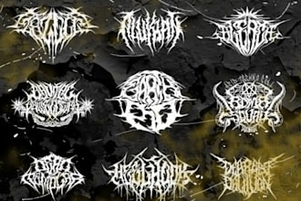design a slamming death metal logo font with chrome