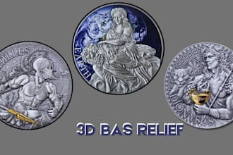 3d bas relief model, 3d coin mendallion, cnc relief design
