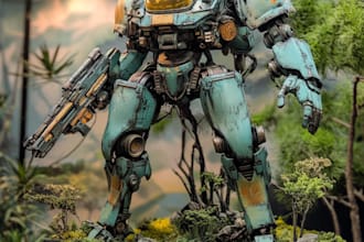 design unique mecha robot art for your project