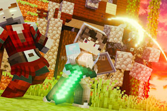 design a 3d minecraft art for your thumbnail