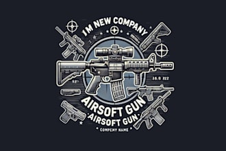 design airsoft gun logo with satisfaction guaranteed