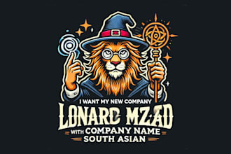 design super lion wizard spell mascot logo just for you