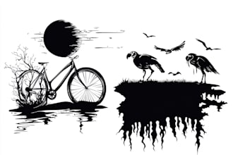draw awesome line art and silhouette vector illustration