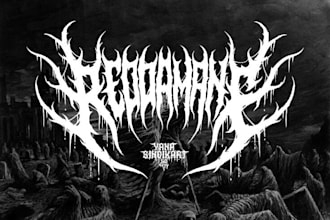 draw awesome logo death metal, black metal font