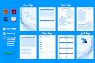 do custom printable planner, journal, trackers, calendar and many more design