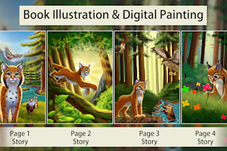 artistic digital illustrations for children books
