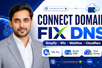 connect your domain and fix dns on shopify, wix, webflow or cloudflare