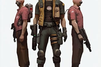 create a sci fi character illustration or sci fi character