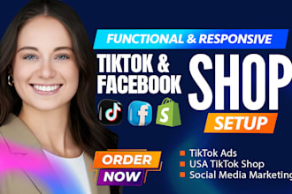 set up tiktok shop,instagram shop facebook shop or tik tok affiliate tiktok ads