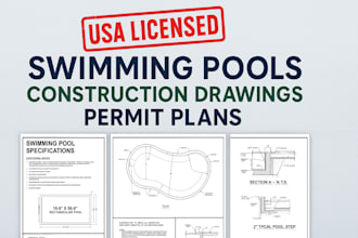 usa licensed stamp swimming pools construction drawings permit plans