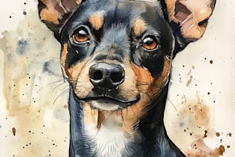 draw realistic watercolor portrait of your animal pet cat