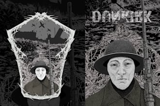 draw a dark illustration for clothing brand and music merch