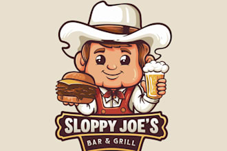 design a delicious burger, chef, food, and restaurant logo