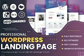 develop a responsive wordpress elementor landing page or business website