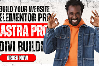 design website on astra pro, divi, gutenberg, elementor pro, wordpress or beaver