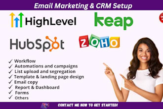 setup hubspot keap gohighlevel zoho email CRM workflow forms