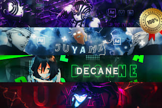 design amazing anime banner for youtube, twitch, discord