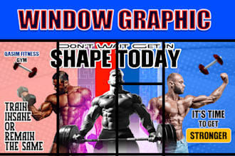 creative storefront design, window graphic, shop front, any signage mockup