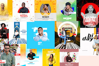design an attractive and modern birthday banner, poster, flyer
