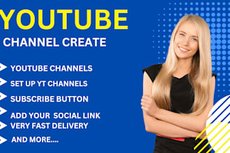 create and setup youtube channel with logo, banner, intro, and outer