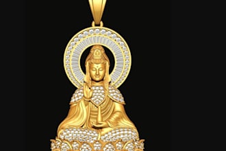 design van cleef earrings 3d print model, buddha guan yin pendant,3d rendering