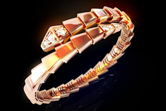 design luxury diamond wide ring 3d print model ,snake viper bracelet,3d render