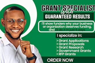 craft grant proposals, conduct research, design pitch decks to secure funding