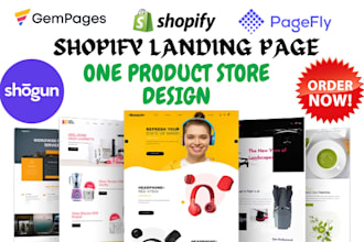 design one product store, shopify landing page using pagefly, gempages, shogun