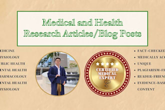 write medicine research articles, summaries and reports