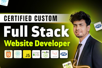 do website development, build custom website design as full stack web developer